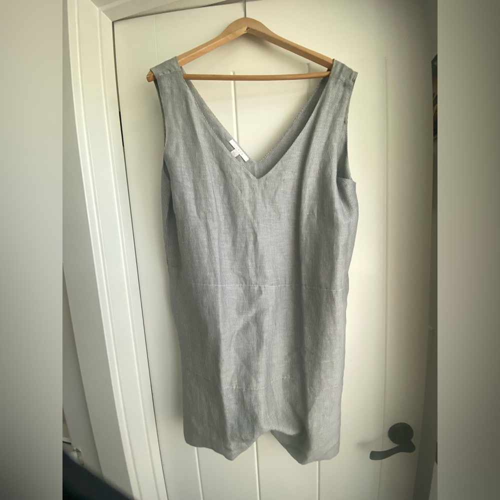 Lunya sz L resort linen stripe romper